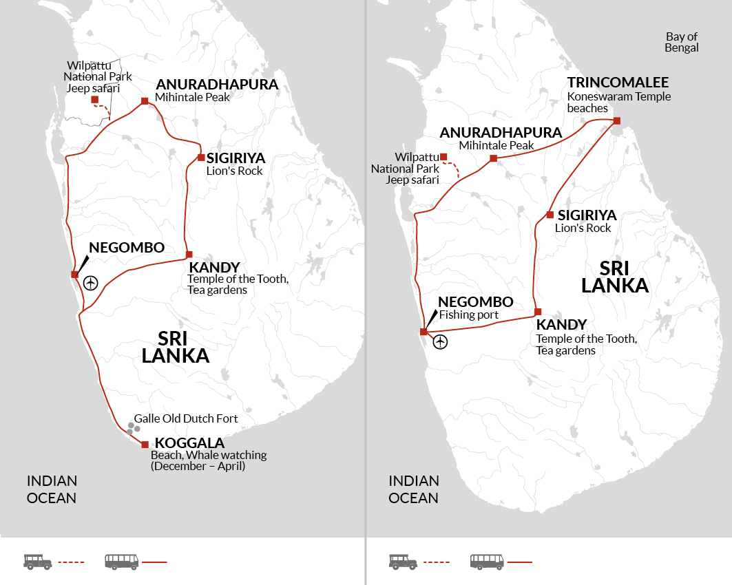 Highlights of Sri Lanka - East Coast & West Coast